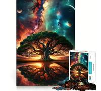Ancient Space Tree Jigsaw Puzzle 1000 Piece Mind Train Fun Burr Free Clean Cut Pieces Absorbing Activity for Quiet Nights (38x26cm)