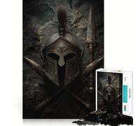Ancient Spartan Helmet And Crossed Spears Adult Jigsaw1000 Pieces Cognitive Boost Game No Gap Tight Fitting Design Birthday Gift Brain Teaser Toy (50x75cm)