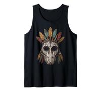 Ancient Spirit Mask with Colorful Feathers Halloween Tank Top