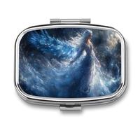 Ancient Spirit Woman with Wings Pill Box 2 Compartment Portable Medicine Pill Case Travel Pill Organizer for Pocket Purse