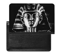 Ancient Stone Pharaoh Tutankhamen Mask on Dark Background Women's Passport Protector, Men's Passport Protector, PU Travel Passport Protector for Women Men Worker 5.8 x 3.9 x 0.4 inch