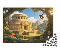 Ancient Stone Temple 1000 Piece Jigsaw Puzzle Paper Puzzle Game for Adults Jungle Adventure Scene Focus Relax Family Decor Gift 52x38cm/1000pcs