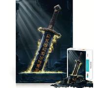 Ancient Sword in Ruins Jigsaw Puzzle 1000 Piece Mental Fun Game No Gap Tight Fitting Design for Family Gatherings (38x26cm)