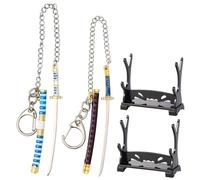 Ancient Sword Weapon Keychain, Metal Mini Katana Design, Mini Toy Katana Keychain 2-Piece Set+ Knife Holders, Famous Sword1, Mini