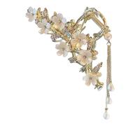 Ancient Tassels Flower Hair Claw Clip With Dangling Design Hair Holder For Women Girl Daily Wear And Formal Occasion Pearls Tassels Bun Holder Clip
