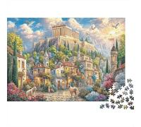 Ancient Temple 1000 Piece Jigsaw Puzzle for Families Greek Temple Village Below Fun Challenging Game | Home Decoration 38x26cm/1000pcs