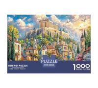 Ancient Temple Challenging Adult Jigsaws: Greek Temple Village Below Educational Games Suitable for Decompression & Wall Decor 38x26cm/1000pcs