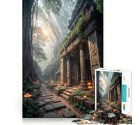 Ancient Temple in Misty Forest 1000-piece Jigsaw Puzzles Think Exercise Game Tight Interlock No Gaps Interactive Brain Challenge for Home (50x75cm)