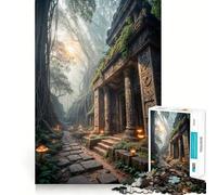 Ancient Temple in Misty Forest Adults 1000 Piece Jigsaw Puzzle Think Exercise Game Zero Gap Bonding Activity for Loved Ones (38x26cm)