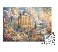 Ancient Temple Landscape 1000 Piece Jigsaw Puzzle Bundle for Adult Family Premium Acropolis Greek Ruins Art Recycled Cardboard Home Decoration Wall Display Brain Challenge 52x38cm/10