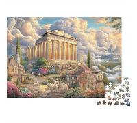 Ancient Temple Landscape 1000 Piece Puzzle for Adults Parthenon Village Sheep Clouds Mountains Challenging Premium Thick Sturdy Vibrant Stress Relief Decor 38x26cm/1000pcs