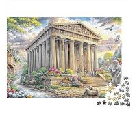 Ancient Temple Scene Hard 1000 Piece Family Game Night Puzzle Greek Temple Statue Bird Premium Thick Sturdy Vibrant Challenging Stress Relief 52x38cm/1000pcs