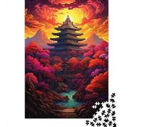 Ancient Temple Sunset Jigsaw Puzzles for Adults Interesting Puzzles 1000 Pieces Brain Challenge for Adults Gifts 70x50cm/1000pcs