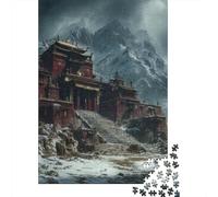 Ancient Temple Wooden Jigsaw Puzzles Adults Fun 1000 Piece Education Game Stress Relief Toy Intellectual Game Home Decoration Relaxation And Intelligence 1000pcs (75x50cm)