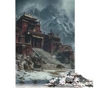 Ancient Temple Wooden Jigsaw Puzzles for Adults Fun 300 Piece Education Game Toy Intellectual Game Home Decoration Stress Relief Relaxation And Intelligence 300pcs (40x28cm)