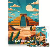 Ancient Teotihuacan Jigsaws 1000 Pieces for Adults Memory Boost Game Professional Grade Cutting Heartwarming Gathering Activity (38x26cm)