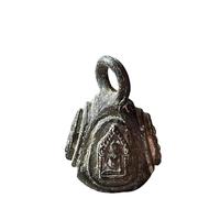 นาตา Ancient Thai Amulet Bell Frame Phra Buddha Pendant (Khun Paen See Thit) Old Lead Metal Talisman for Auspiciousness in Four Directions
