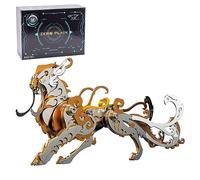 Ancient Tiger Beast 3D Metal Model Building Kit | 88PCS DIY Ancient Chinese Mythical Creature Assembly | Orange Mechanical Animal Collectible for Home Office Desk Display Decor