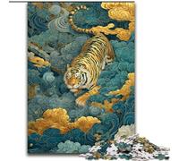Ancient Tiger Jigsaw Puzzles for Adults, Educational Games DIY Toys with Matching Poster And Trivia Sheet for Age 14+ (50x75cm)