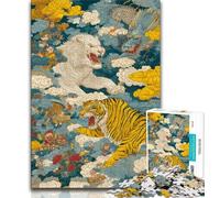 Ancient Tiger Jigsaw Puzzles for Adults Teenagers Jigsaws Puzzle,Help The Brain Exercise Addictive Toys to Cultivate Patience Great Gift 38x26cm
