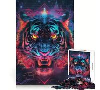 Ancient Tiger Ritual Jigsaw 1000 Pieces for Adults Cognitive Recall Peaceful Escape Sharp Cut Seasonal Gift (38x26cm)