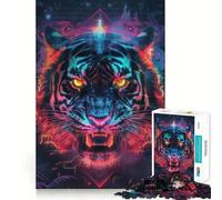 Ancient Tiger Ritual Teenagers 1000 Pieces Puzzle Memory Fun Game Clean Cut Sturdy Components Portable Travel Friendly Fun Game (38x52cm)