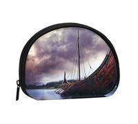 Ancient Times Boat Printed Coin Purse for Women Cute Small Change Wallet Mini Coin Purses Pouch with Zipper