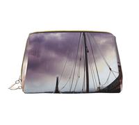 Ancient Times Boat Printed Cosmetic Bags for Women Mom, Large PVC Leather Travel Makeup Bag Cute Gifts Toiletry Bag with Zipper