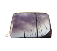 Ancient Times Boat Printed Cosmetic Bags for Women Mom, Small PVC Leather Travel Makeup Bag Cute Gifts Toiletry Bag with Zipper