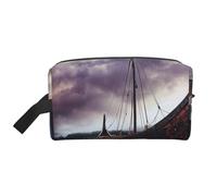 Ancient Times Boat Printed Makeup Bag Large Travel Cosmetic Bags Waterproof Cosmetic Case Toiletry Bag Organizer for Women Mom Girls