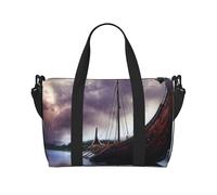 Ancient Times Boat Printed Travel Bag Duffle Bag for Men Women, Large Water Resistant Gym Bag Weekend Holdall Bag with Shoulder Strap