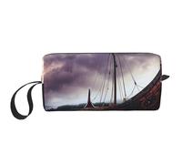 Ancient Times Boat Printed Travel Makeup Bag Portable Cosmetic Bag Makeup Case Toiletry Handbag Organiser for Women