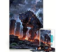 Ancient Titan Tiger in Apocalyptic Stormy Ruins Adults 1000 Piece Jigsaw Puzzle Think Exercise Game Zero Gap Bonding Activity for Loved Ones (38x52cm)