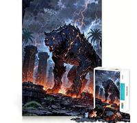 Ancient Titan Tiger in Apocalyptic Stormy Ruins Puzzles for Adults 1000 Pieces Focus Boost Fun Uniform Size Precise Pieces Bonding Activity for Loved Ones (38x26cm)