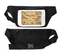 Ancient Treasure Map with Mysterious Landmarks Unisex Waist Bag Black