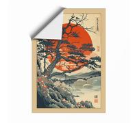 Ancient Tree at Sunrise Japandi Unframed Wall Art Print A3 (42×29.7cm), Wall Decor for Living Room, Bedroom, Office & Home, Art Gift