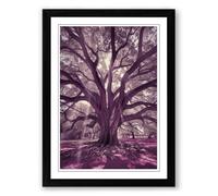 Ancient Tree at Twilight Scandinavian Framed Wall Art Print A2 (59.4×42cm) Black, Wall Decor for Living Room, Bedroom, Office & Home, Ready to Hang, Art Gift