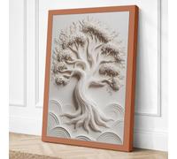 Ancient Tree Relief Botanical Canvas Wall Art Print 18x12 Inch (46 x 30 cm)