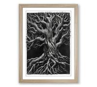 Ancient Tree Roots and Branches Rustic Framed Wall Art Print A1 (84.1×59.4cm) Oak, Wall Decor for Living Room, Bedroom, Office & Home, Ready to Hang, Art Gift