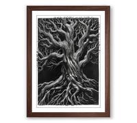 Ancient Tree Roots and Branches Rustic Framed Wall Art Print A1 (84.1×59.4cm) Walnut, Wall Decor for Living Room, Bedroom, Office & Home, Ready to Hang, Art Gift