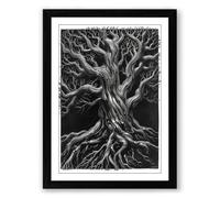 Ancient Tree Roots and Branches Rustic Framed Wall Art Print A3 (42×29.7cm) Black, Wall Decor for Living Room, Bedroom, Office & Home, Ready to Hang, Art Gift