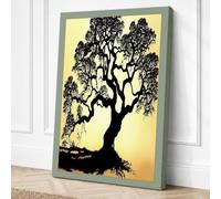 Ancient Tree Silhouette Canvas Wall Art Print 24x16 Inch (61 x 41 cm)