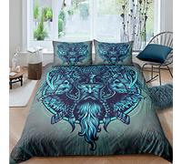 Ancient Viking Bedding Set Vintage Exotic Tribe Sword Duvet Cover For Kids Children Teens Blue Skull Skeleton Comforter Cover Gothic Bones Style Bedspread Cover Bedroom Decor Quilt Cover King Size