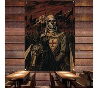 Ancient War Military Art Tapestry Posters and Prints Wall Painting Christ Jesus Knights Templar Banner Wall Hanging Flag Room, Dorm, Bar, Pub, Garage Wall Decor Painting U7,38X57 inches