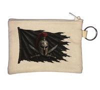 Ancient Warrior Helmet and Swords Key Chain Coin Purse Beige
