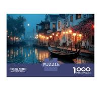 Ancient Water Town Night Scene 1000 Piece Jigsaw Puzzle Paper for Adults Evening Lantern Reflection Puzzle Game for Family Relaxing Gift 70x50cm/1000pcs
