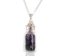 Ancient Wisdom Amethyst Bottled Gemstones Necklace, Silver Plated, 1.5 x 4.5 cm