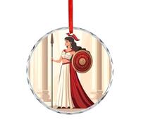 Ancient Wisdom And War Athena Christmas Crystal Decoration Hanging Ornament Round Pendants for Xmas Tree Party Gifts