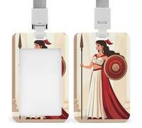 Ancient Wisdom and War Athena ID Badge Holder with Lanyard Name Card Holders for Nurse Teacher Officer