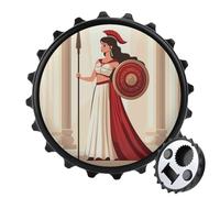 Ancient Wisdom and War Athena Magnetic Beer Bottle Opener Funny Fridge Sticker for Refrigerator Decor Black-Style